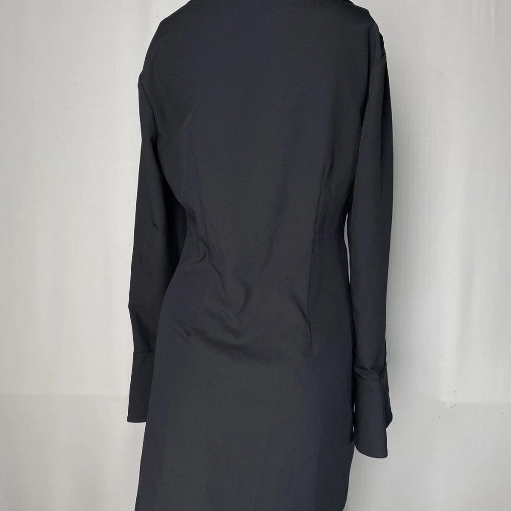NEW CINQ à SEPT Women’s McKenna Mini Dress Black Size 6 Front Twist Long Sleeve - Picture 7 of 10